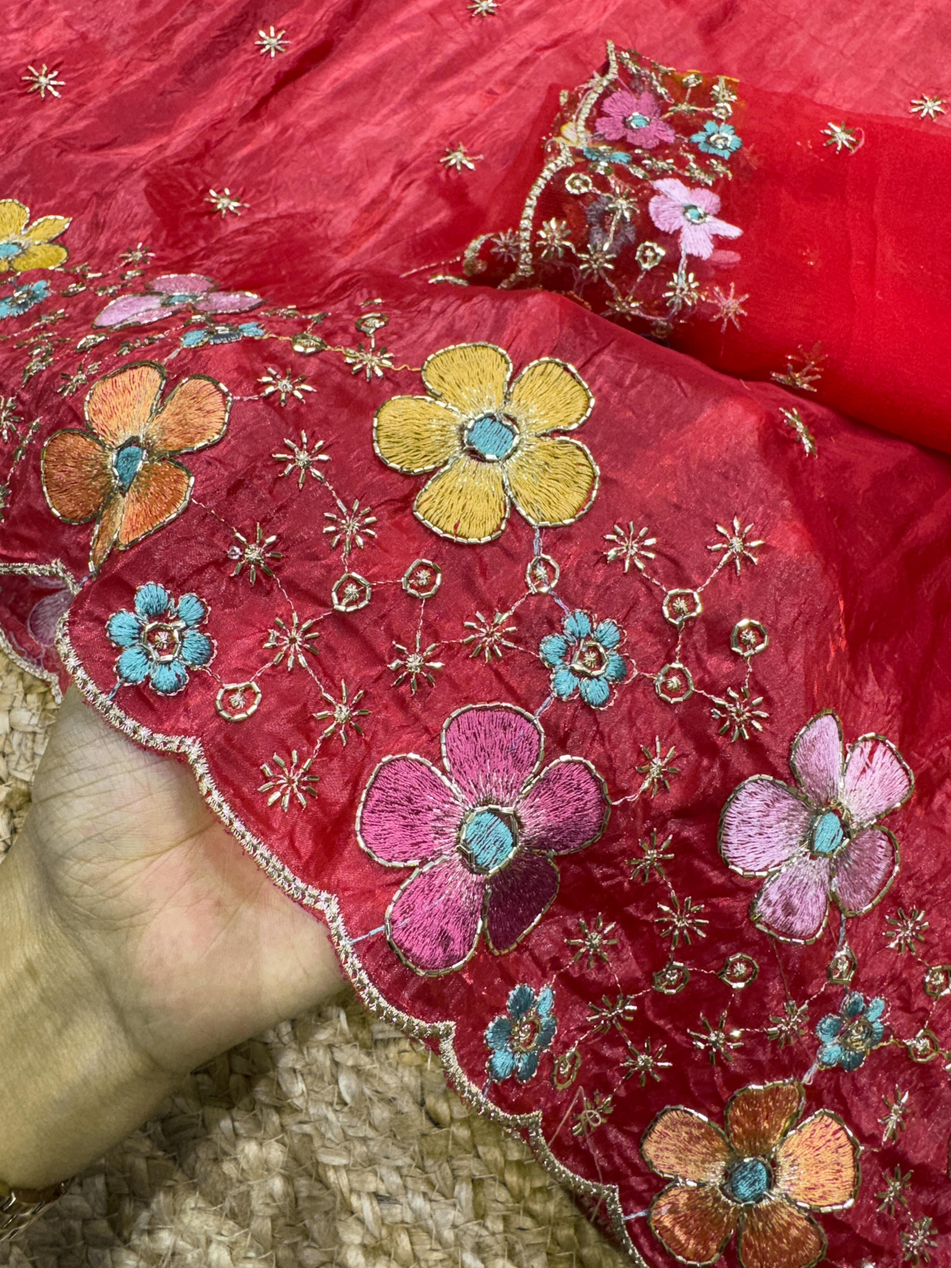 Red Pure Soft Sufi Silk Saree