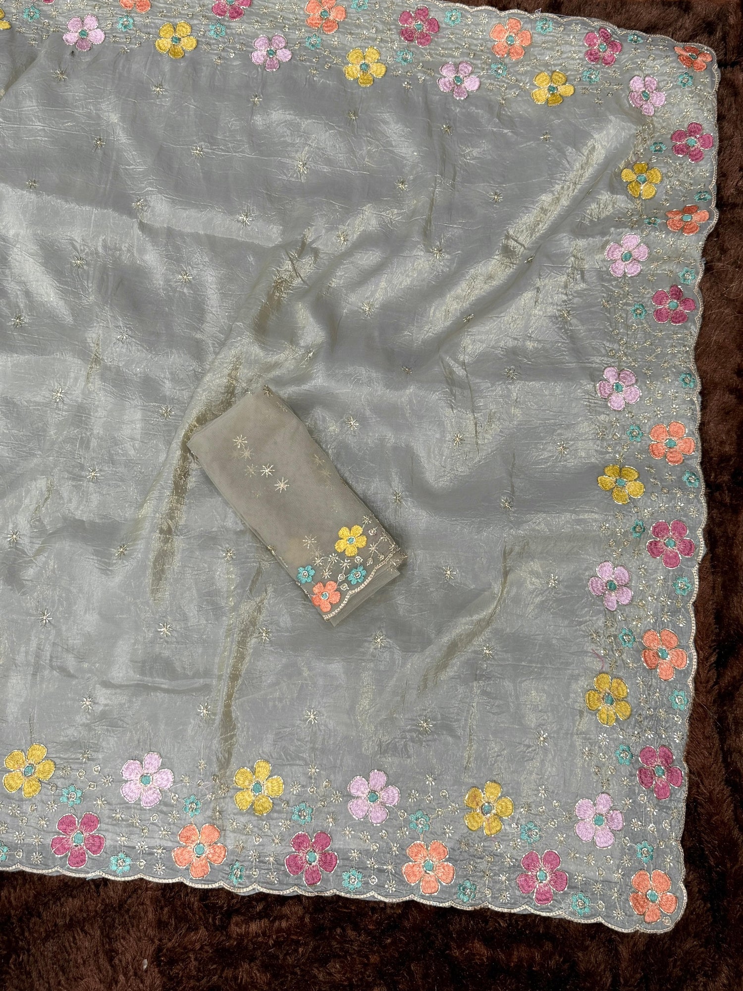 Cream Pure Soft Sufi Silk Saree Cotton saree Anant Tex Exports Pvt.Ltd..
