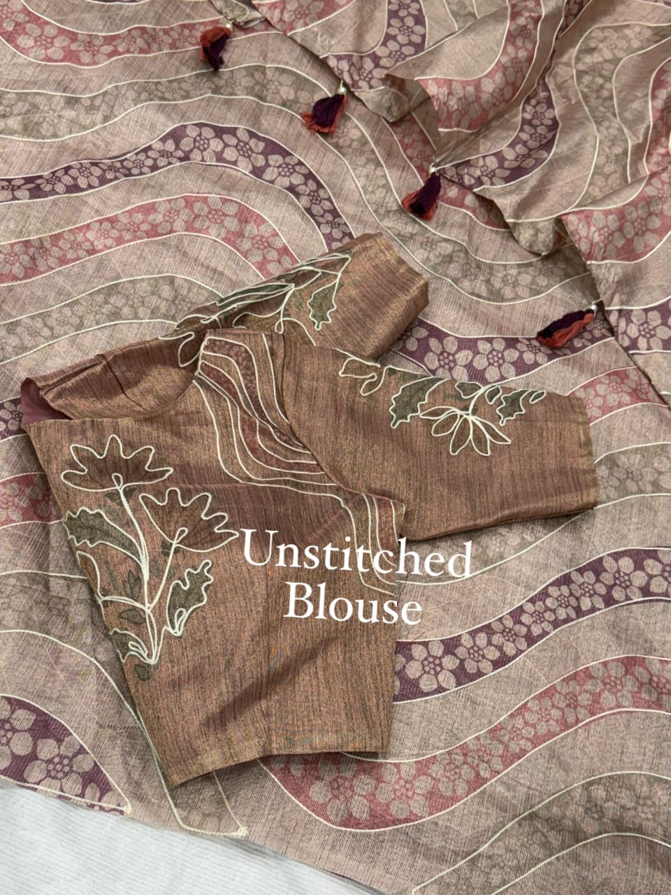 Peach Pure Soft Linen Copper Zari Cotton Saree