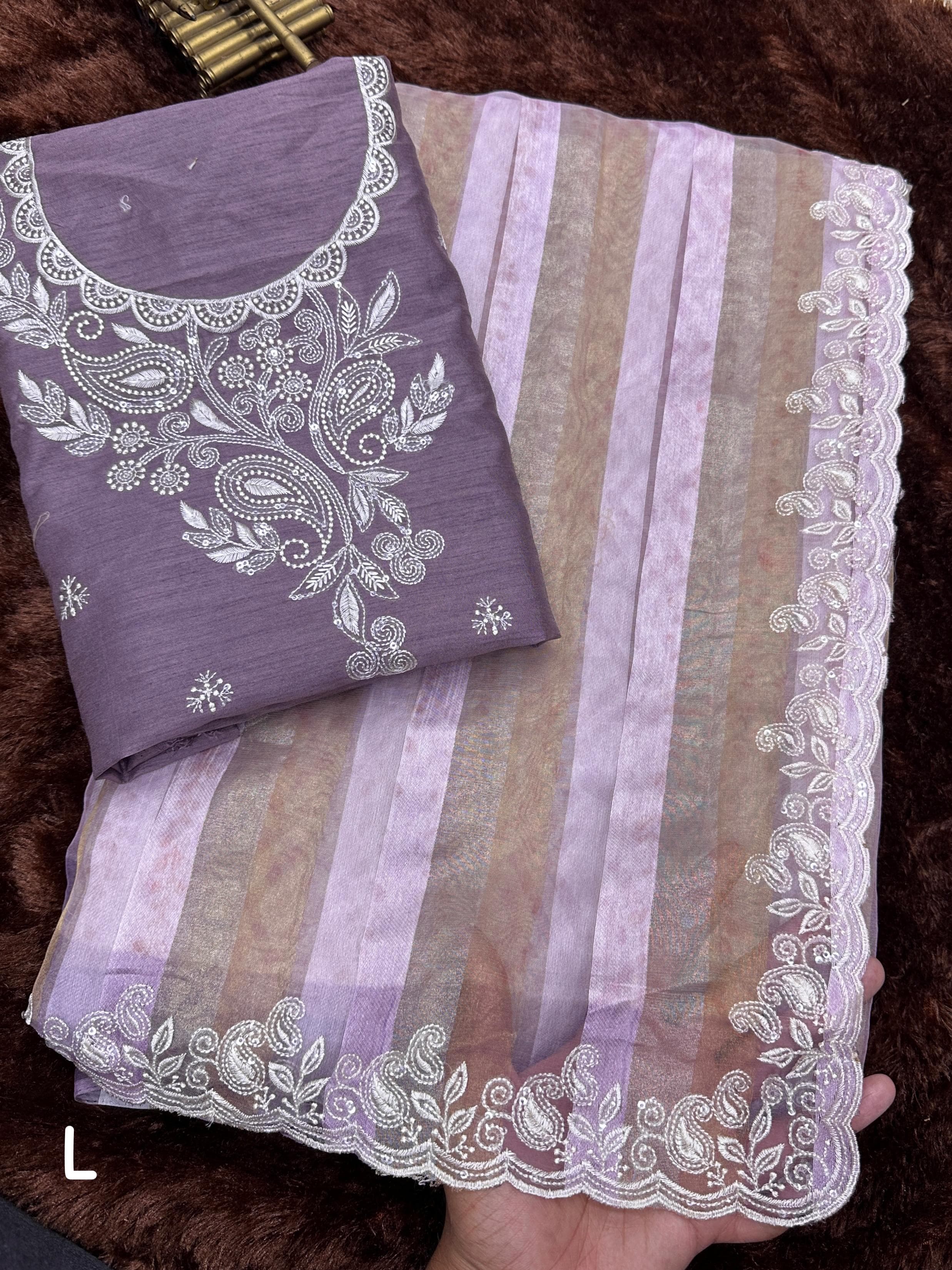 Pink Pure Tissue Taspa Organza Saree