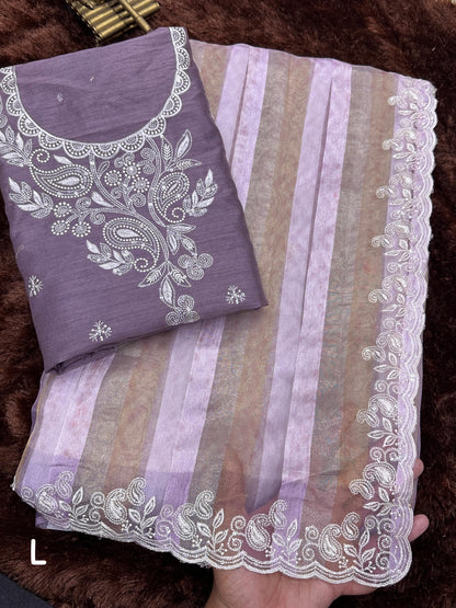 Pink Pure Tissue Taspa Organza Saree Tissue Saree Anant Tex Exports Pvt.Ltd..