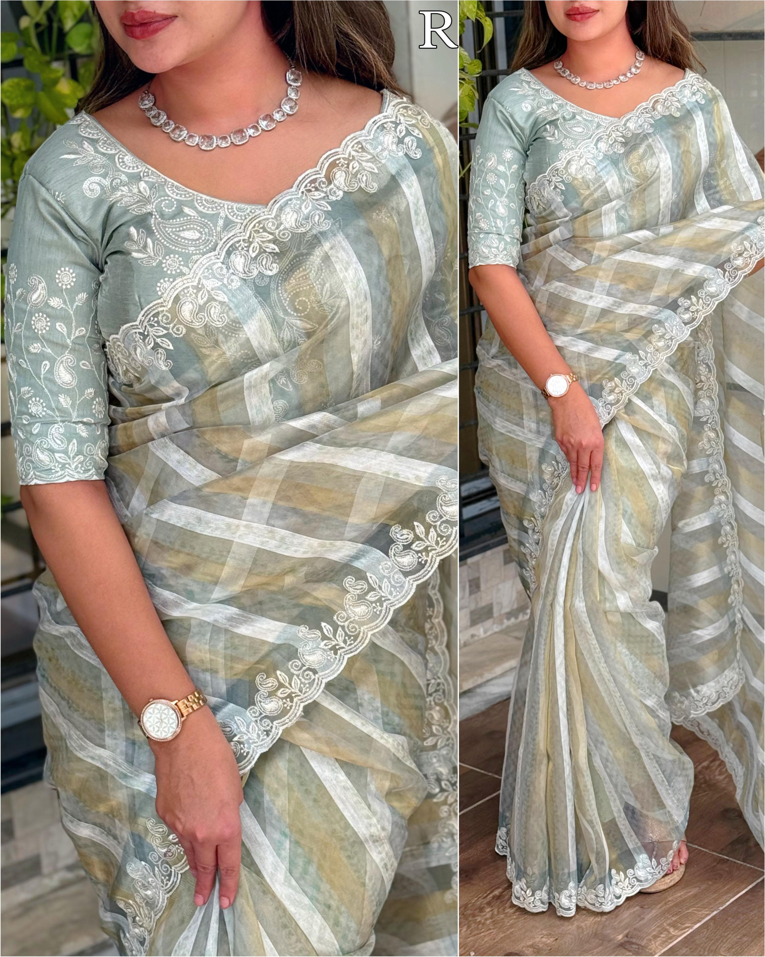Green Pure Tissue Taspa Organza Saree Tissue Saree Anant Tex Exports Pvt.Ltd..