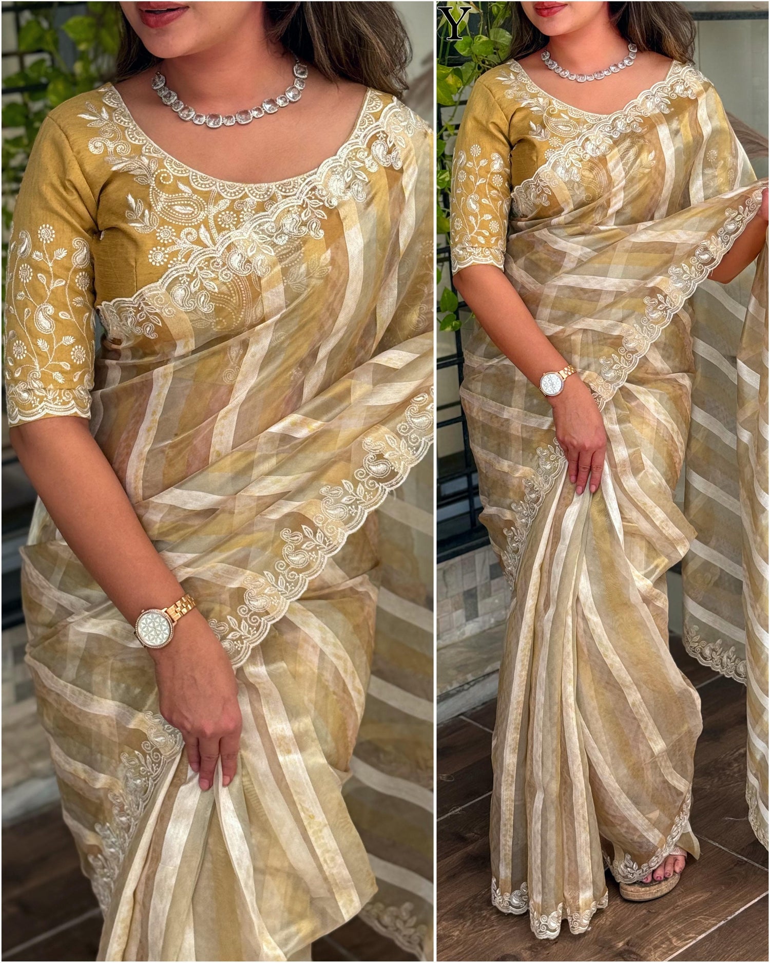Yellow Pure Tissue Taspa Organza Saree Tissue Saree Anant Tex Exports Pvt.Ltd..