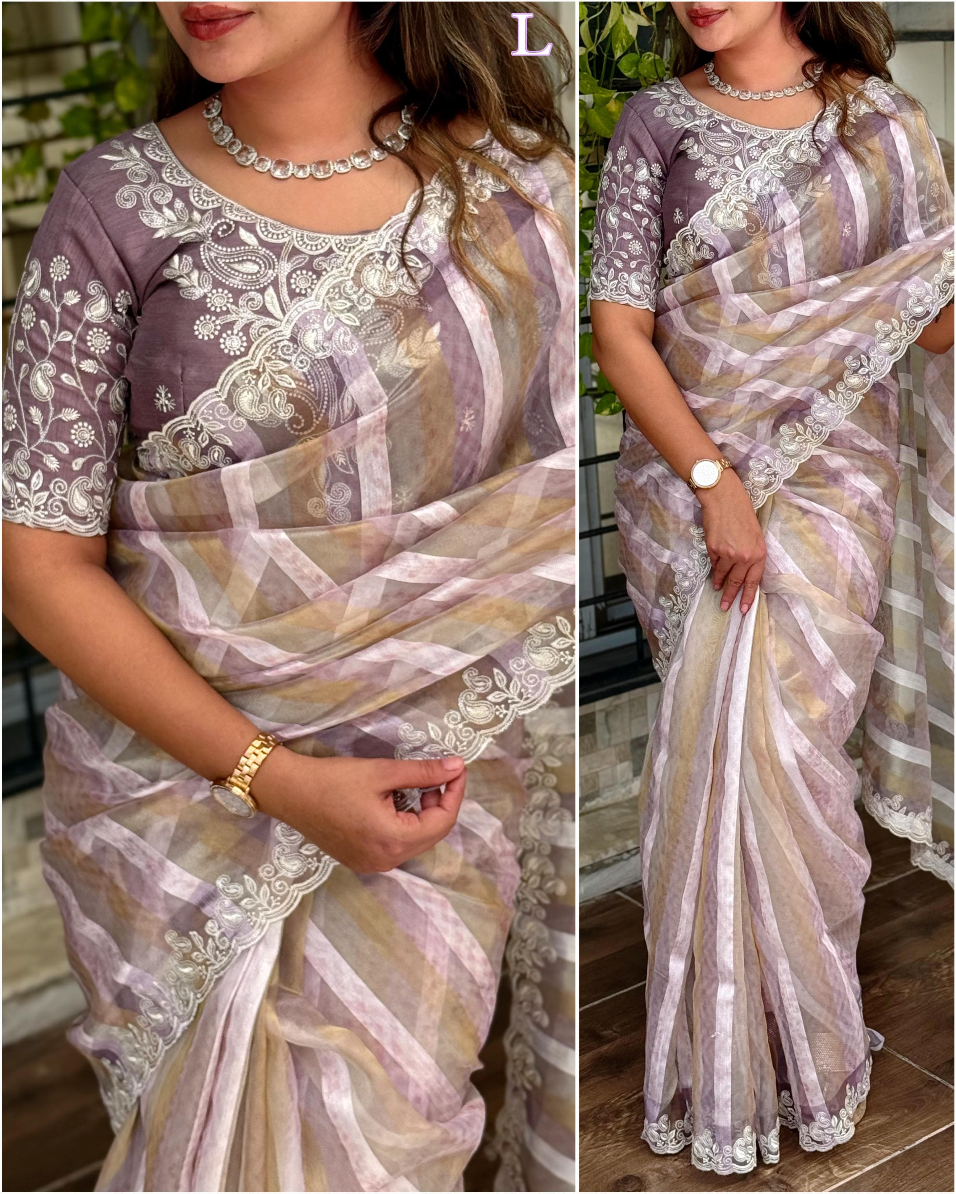 Pink Pure Tissue Taspa Organza Saree