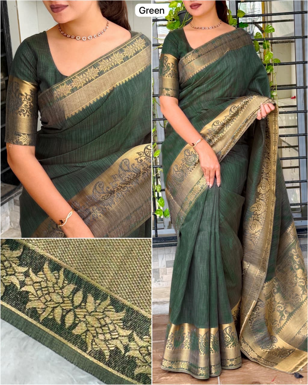 Green Pure Soft Assam Silk Saree