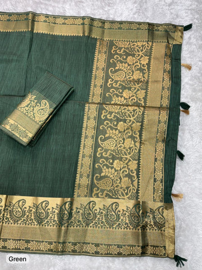 Green Pure Soft Assam Silk Saree Tussar Saree Anant Tex Exports Pvt.Ltd..