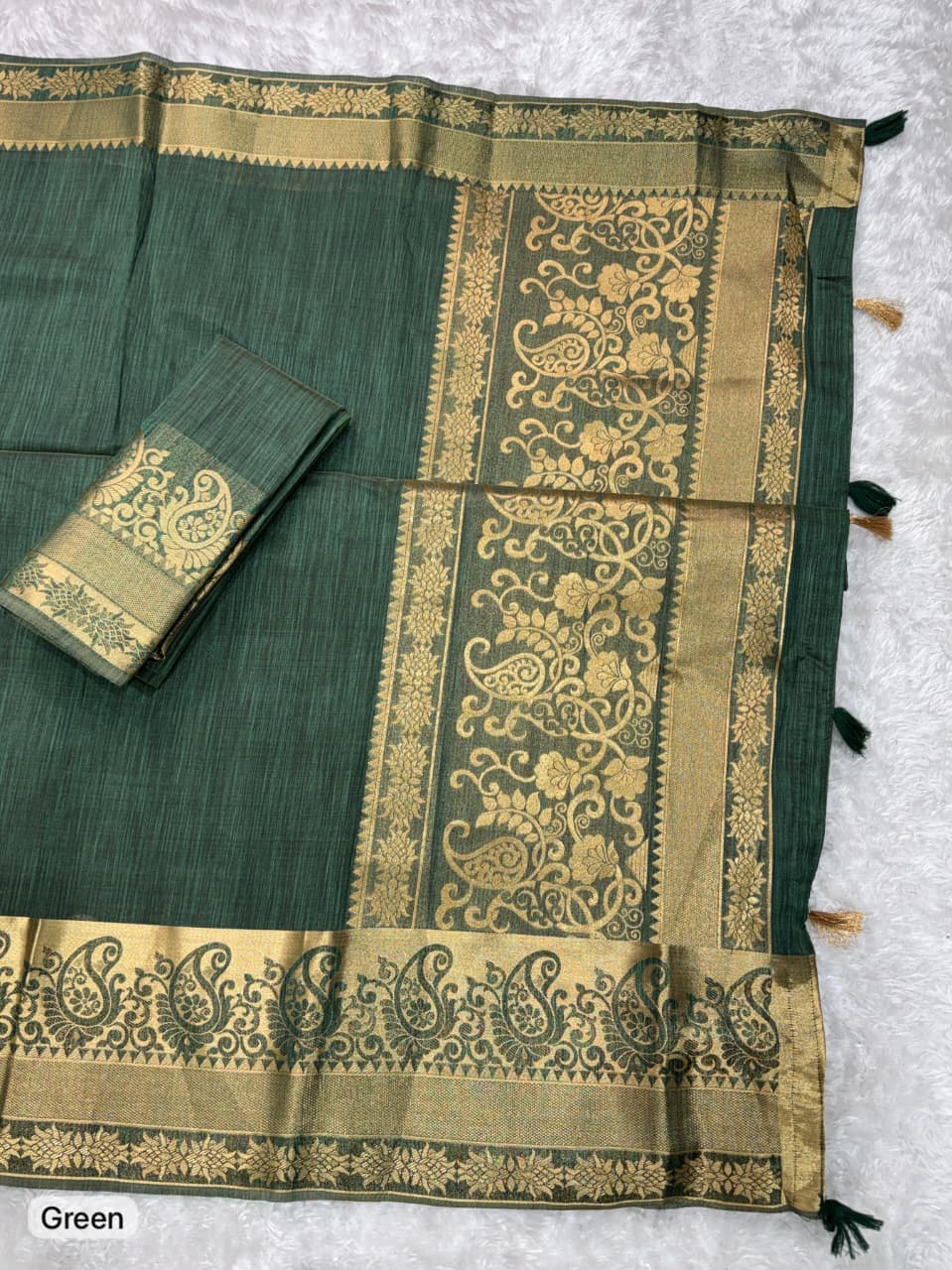 Green Pure Soft Assam Silk Saree