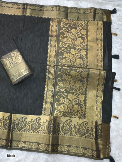 Black Pure Soft Assam Silk Saree Tussar Saree Anant Tex Exports Pvt.Ltd..