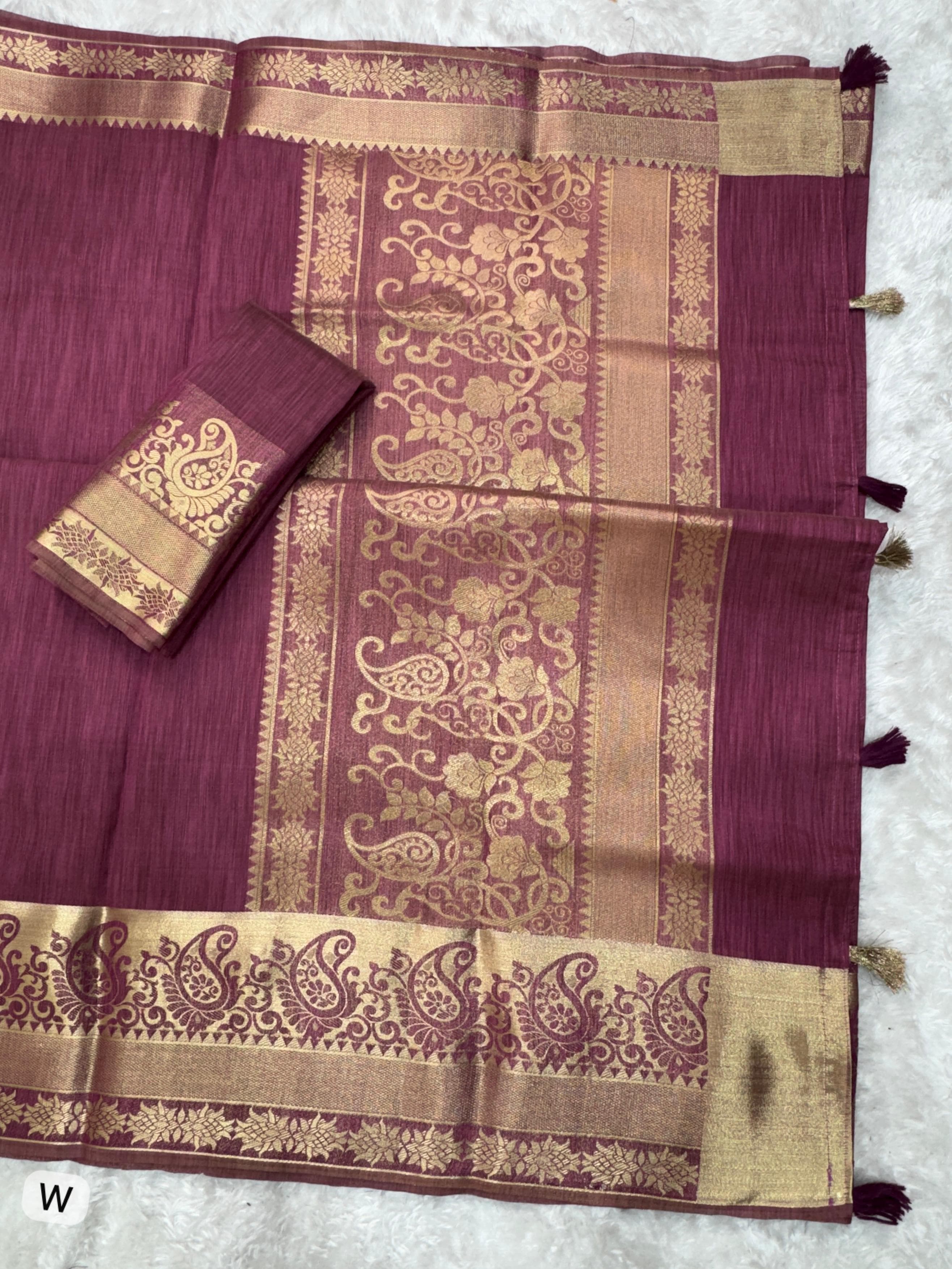 Wine Pure Soft Assam Silk Saree