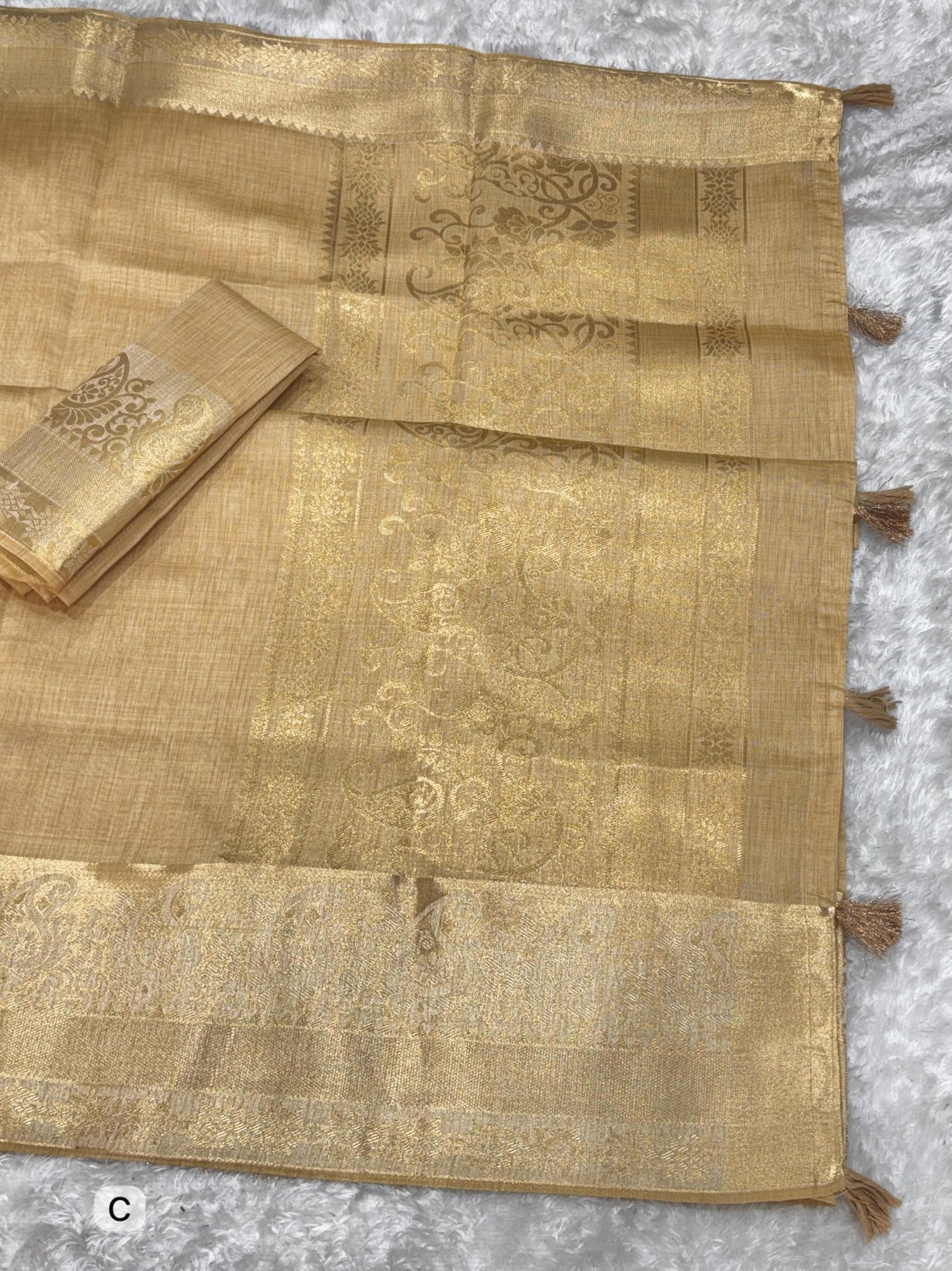 Cream Pure Soft Assam Silk Saree Tussar Saree Anant Tex Exports Pvt.Ltd..