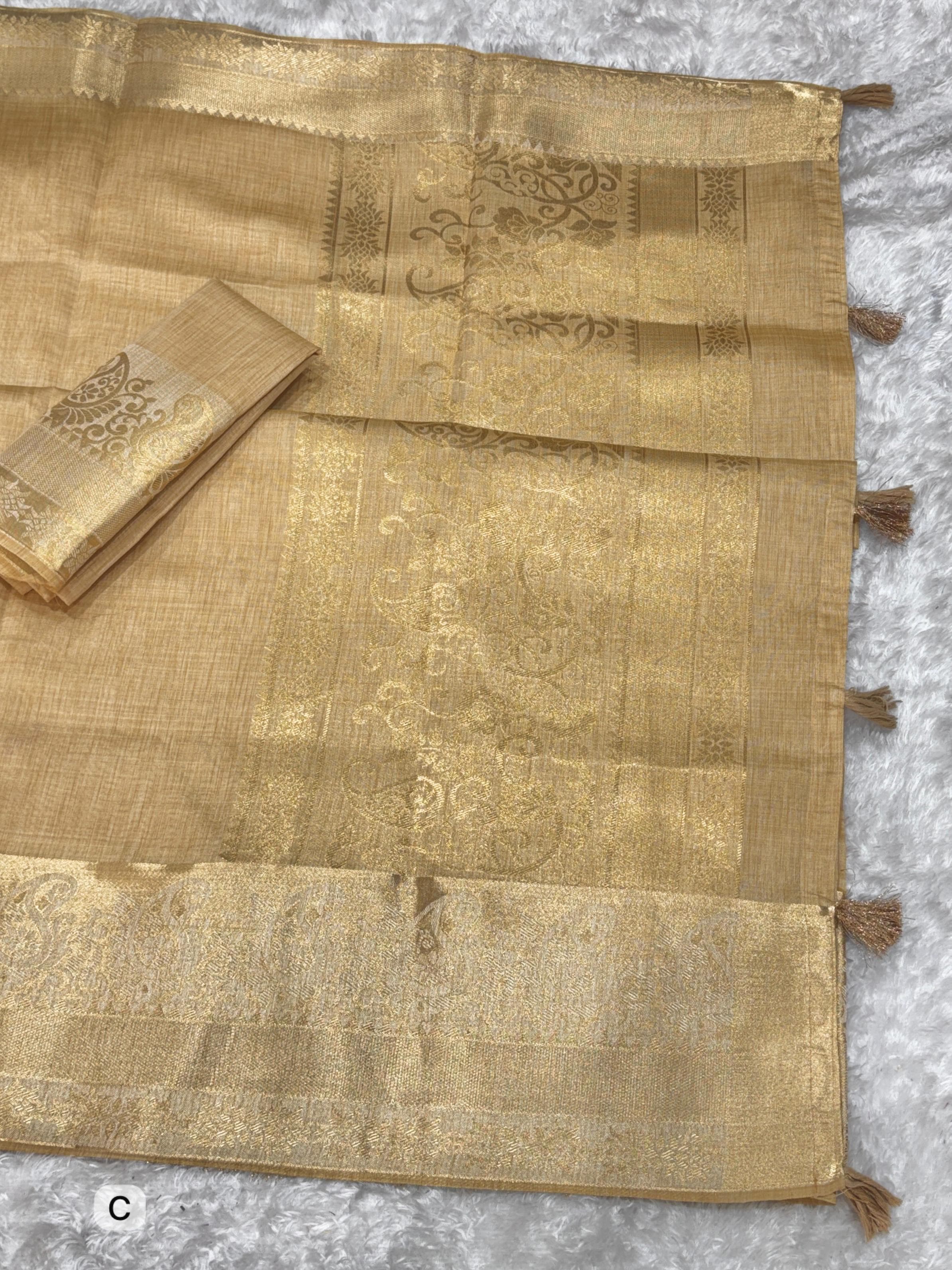 Cream Pure Soft Assam Silk Saree