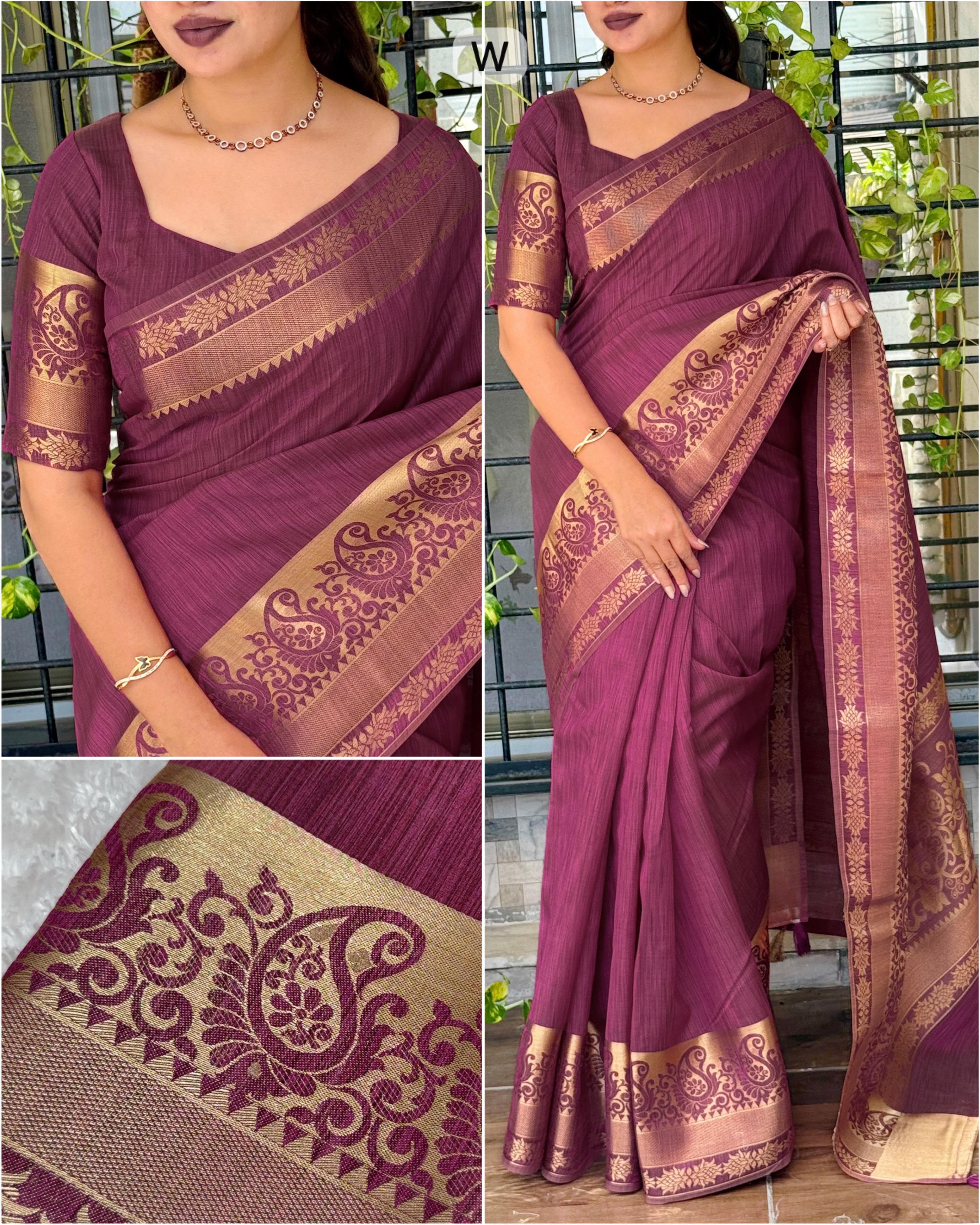 Wine Pure Soft Assam Silk Saree