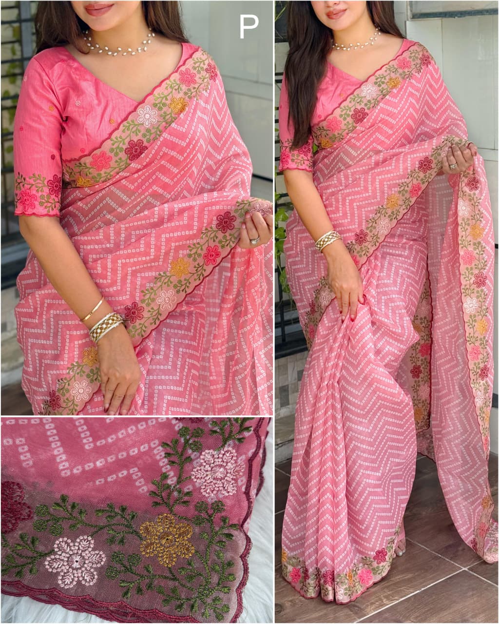 Pink Pure Soft Cotton Satin Saree