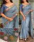 Blue Pure Soft Cotton Satin Saree Cotton saree Anant Tex Exports Pvt.Ltd..