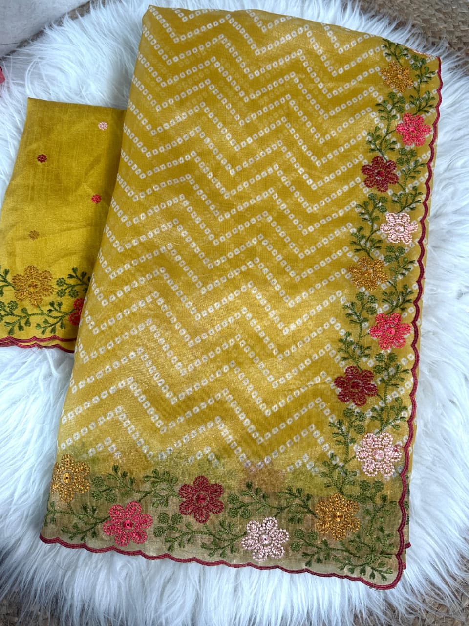 Yellow Pure Soft Cotton Satin Saree