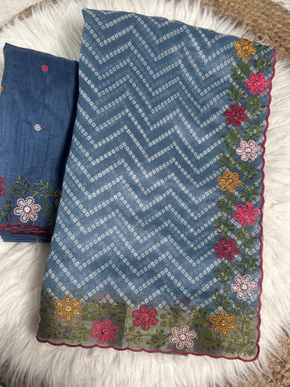 Blue Pure Soft Cotton Satin Saree Cotton saree Anant Tex Exports Pvt.Ltd..