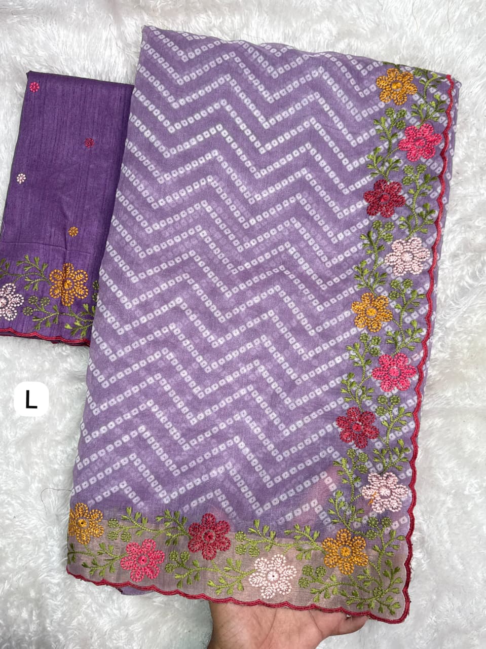 Lavender Pure Soft Cotton Satin Saree