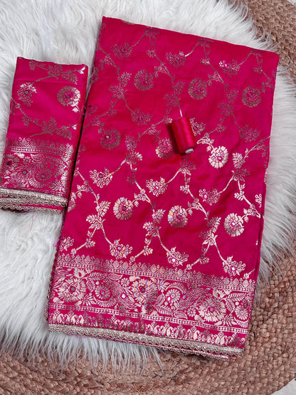 Pink Pure Banarasi Silk Saree Soft Silk Saree Anant Tex Exports Pvt.Ltd..