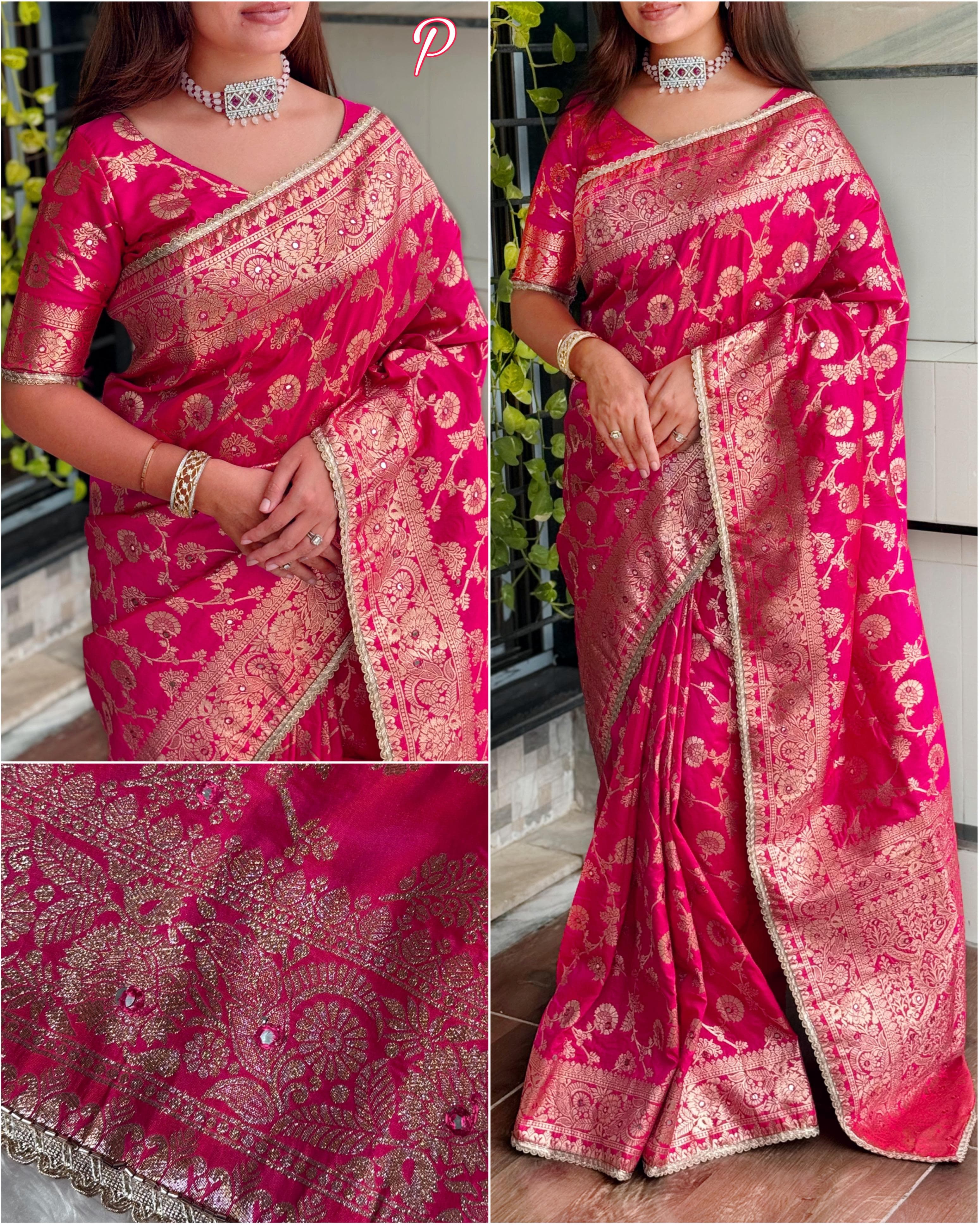 Pink Pure Banarasi Silk Saree