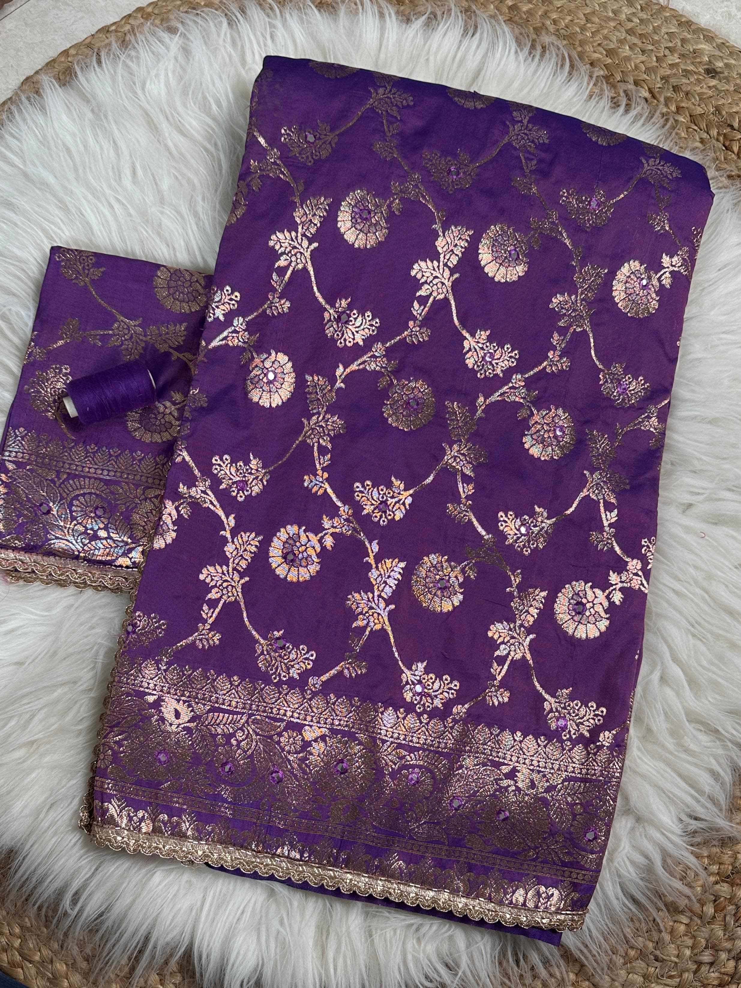Purple Pure Banarasi Silk Saree Soft Silk Saree Anant Tex Exports Pvt.Ltd..