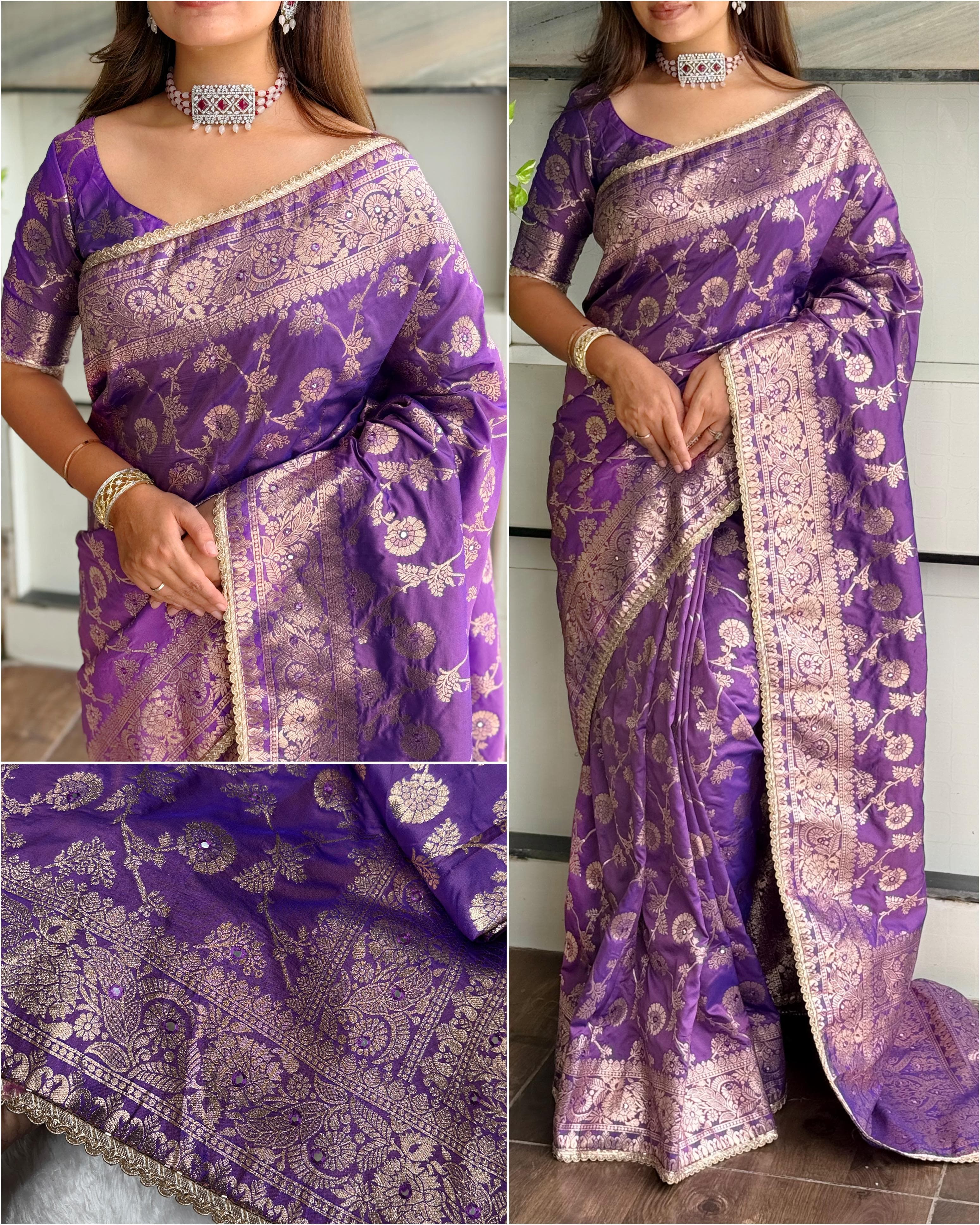 Purple Pure Banarasi Silk Saree Soft Silk Saree Anant Tex Exports Pvt.Ltd..