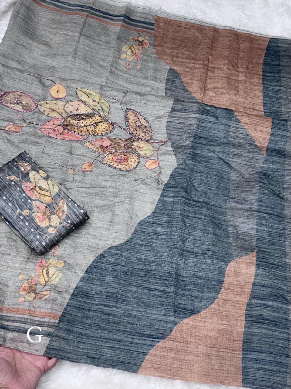 Grey Pure Soft Cotton Tussar Saree