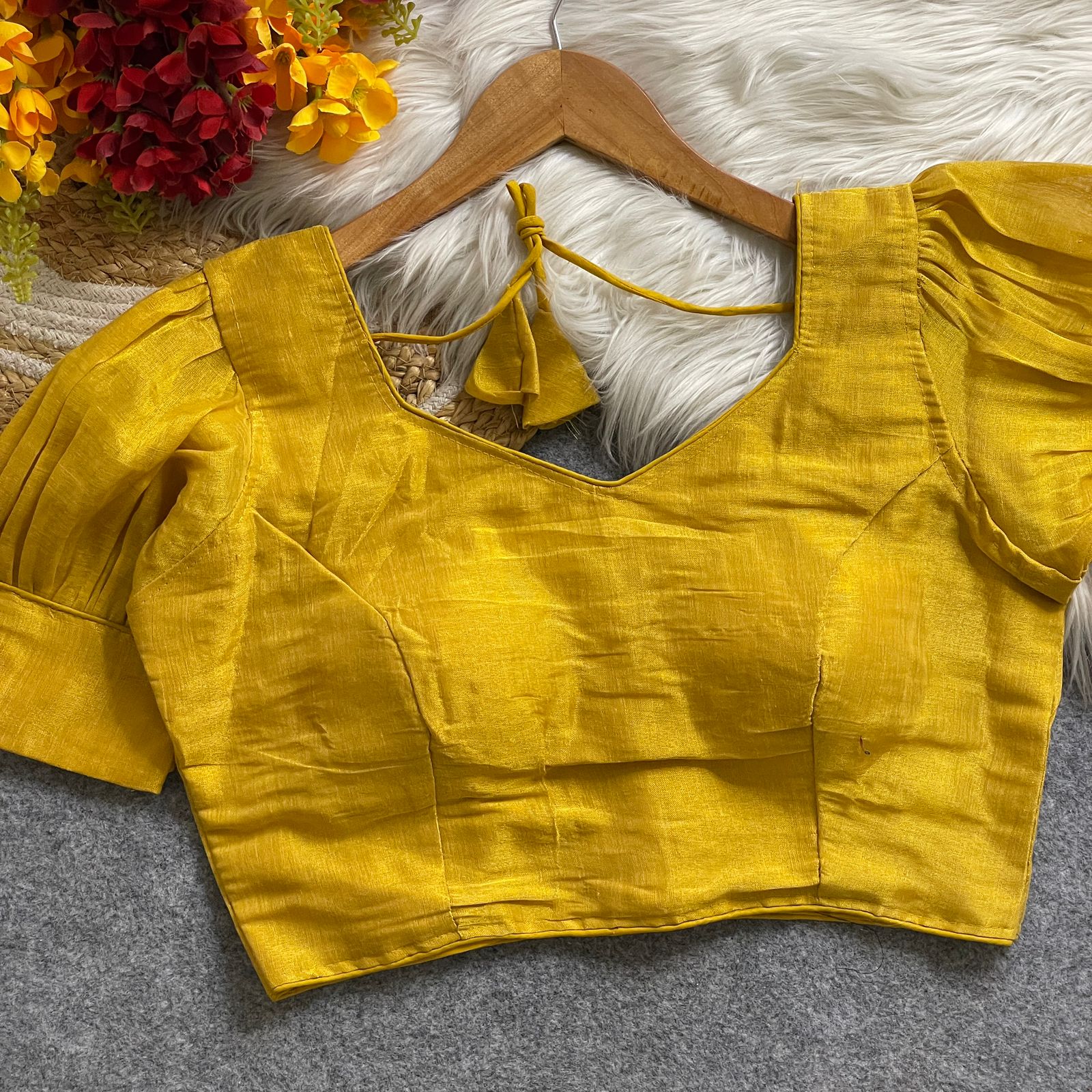 Summer Special Original Erode Silk Metallic Balloon Sleeve Blouse