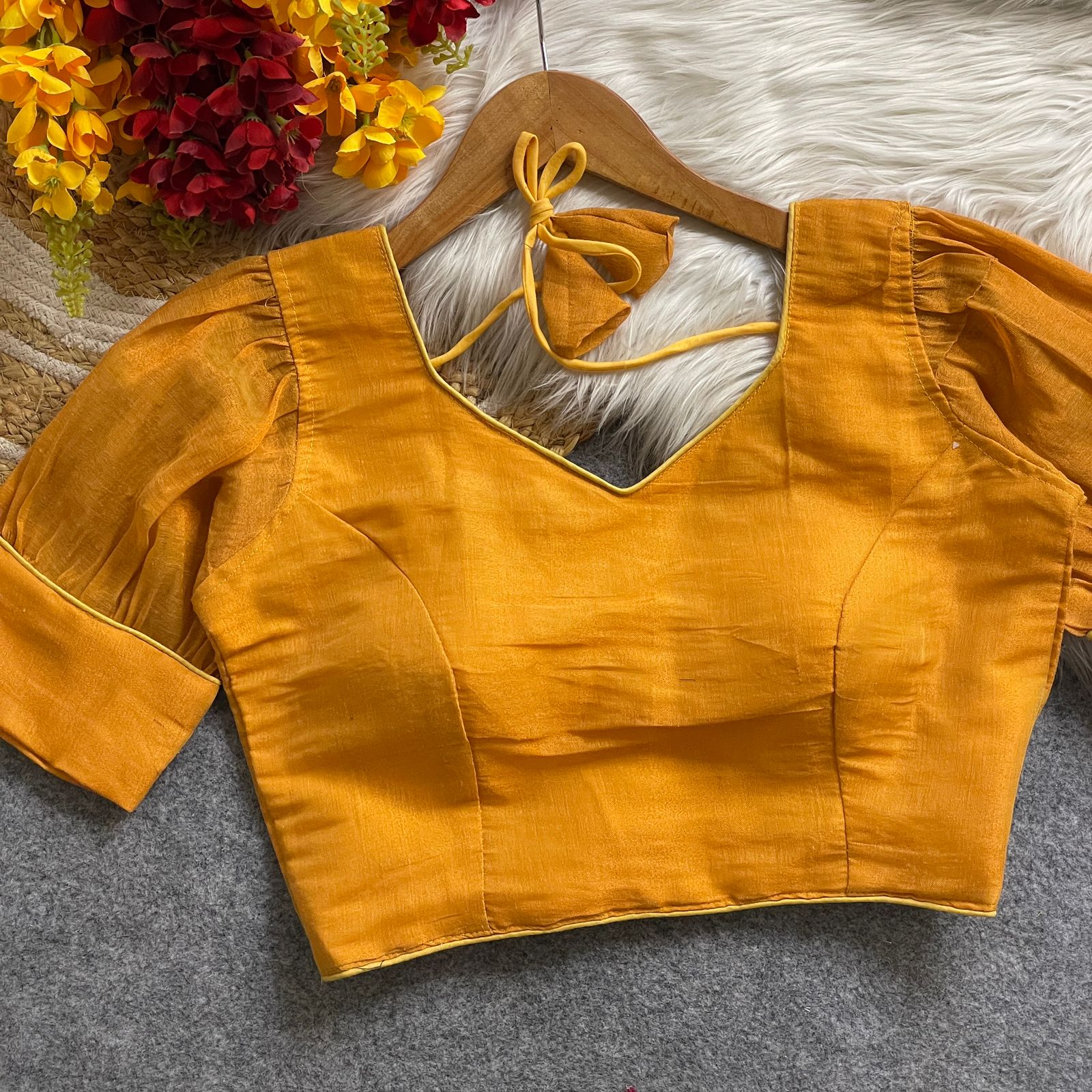 Summer Special Original Erode Silk Metallic Balloon Sleeve Blouse