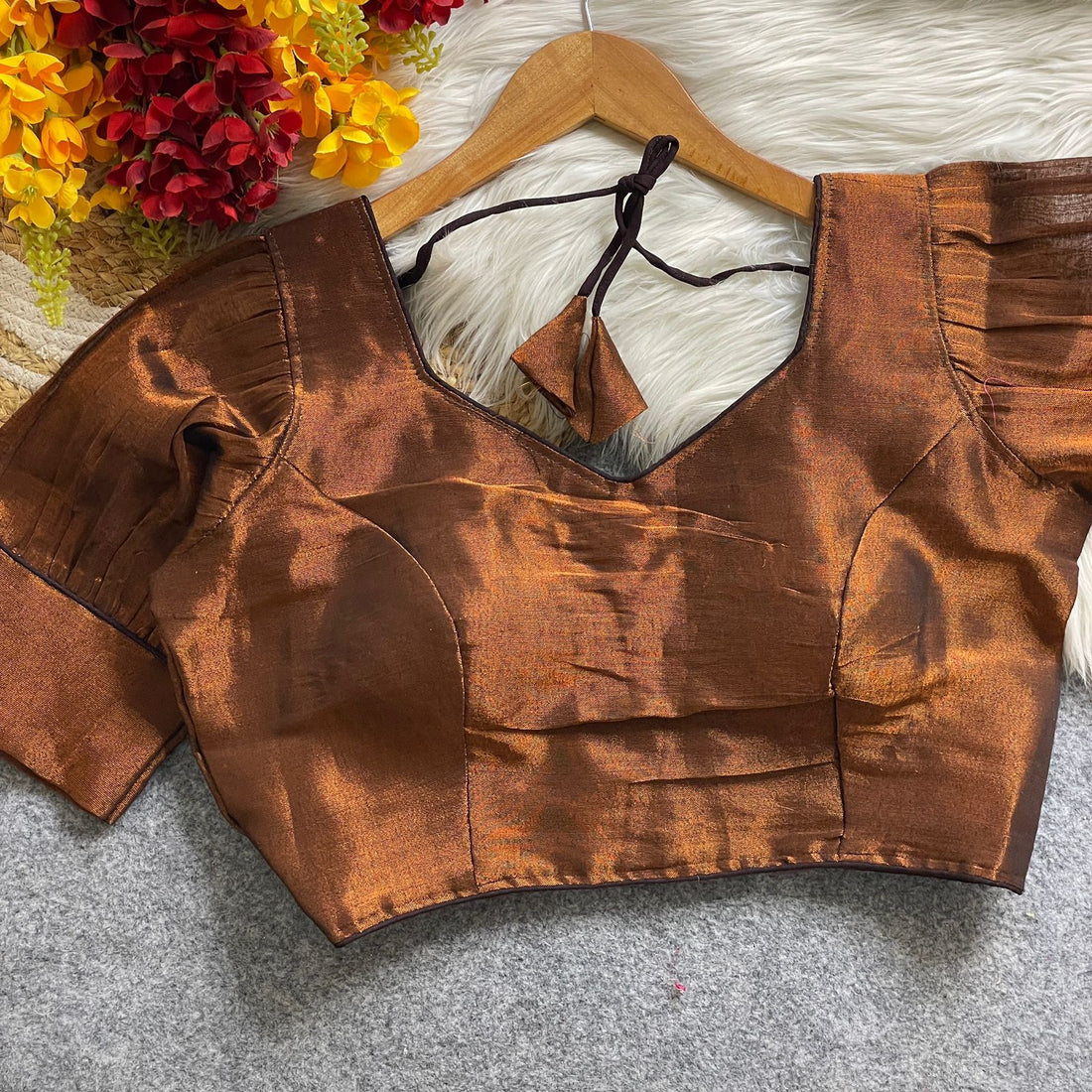 Summer Special Original Erode Silk Metallic Balloon Sleeve Blouse Balloon Sleeve Blouse Anant Tex Exports Pvt.Ltd..