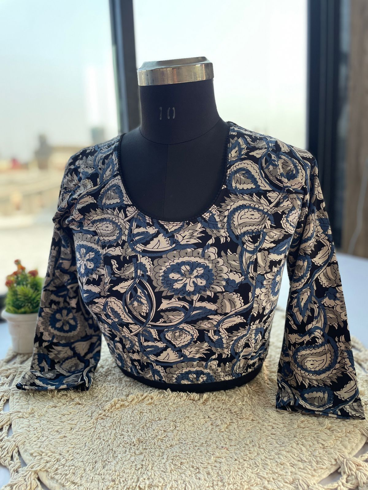 Ajrak Print Readymade Stretchable Cotton Blouse