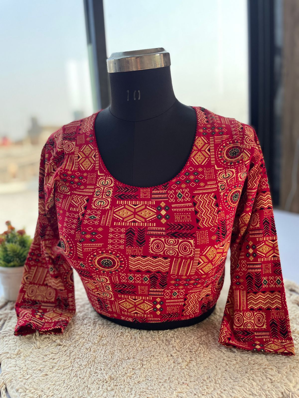 Ajrak Print Readymade Stretchable Cotton Blouse