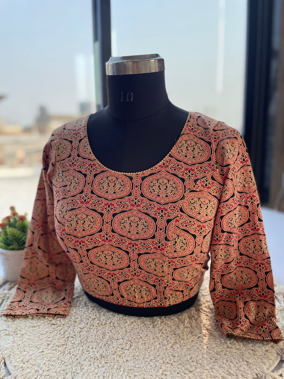 Ajrak Print Readymade Stretchable Cotton Blouse