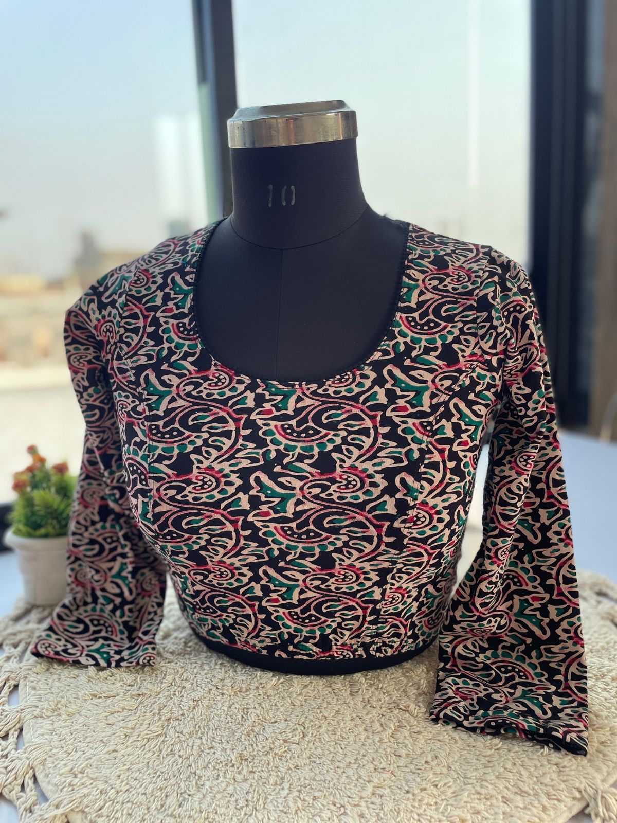 Ajrak Print Readymade Stretchable Cotton Blouse