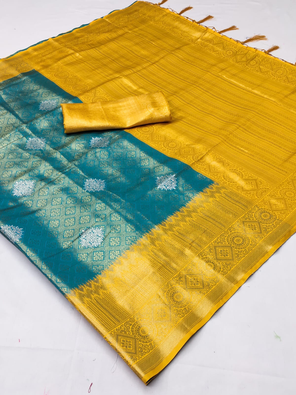 Blue Soft Silk Zari Base Handloom Soft Silk Saree Banarasi Saree Anant Tex Exports Pvt.Ltd..