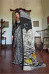 Black Pure Soft Modal Satin Kaalin Print Satin Saree Japan Satin Saree Anant Tex Exports Pvt.Ltd..