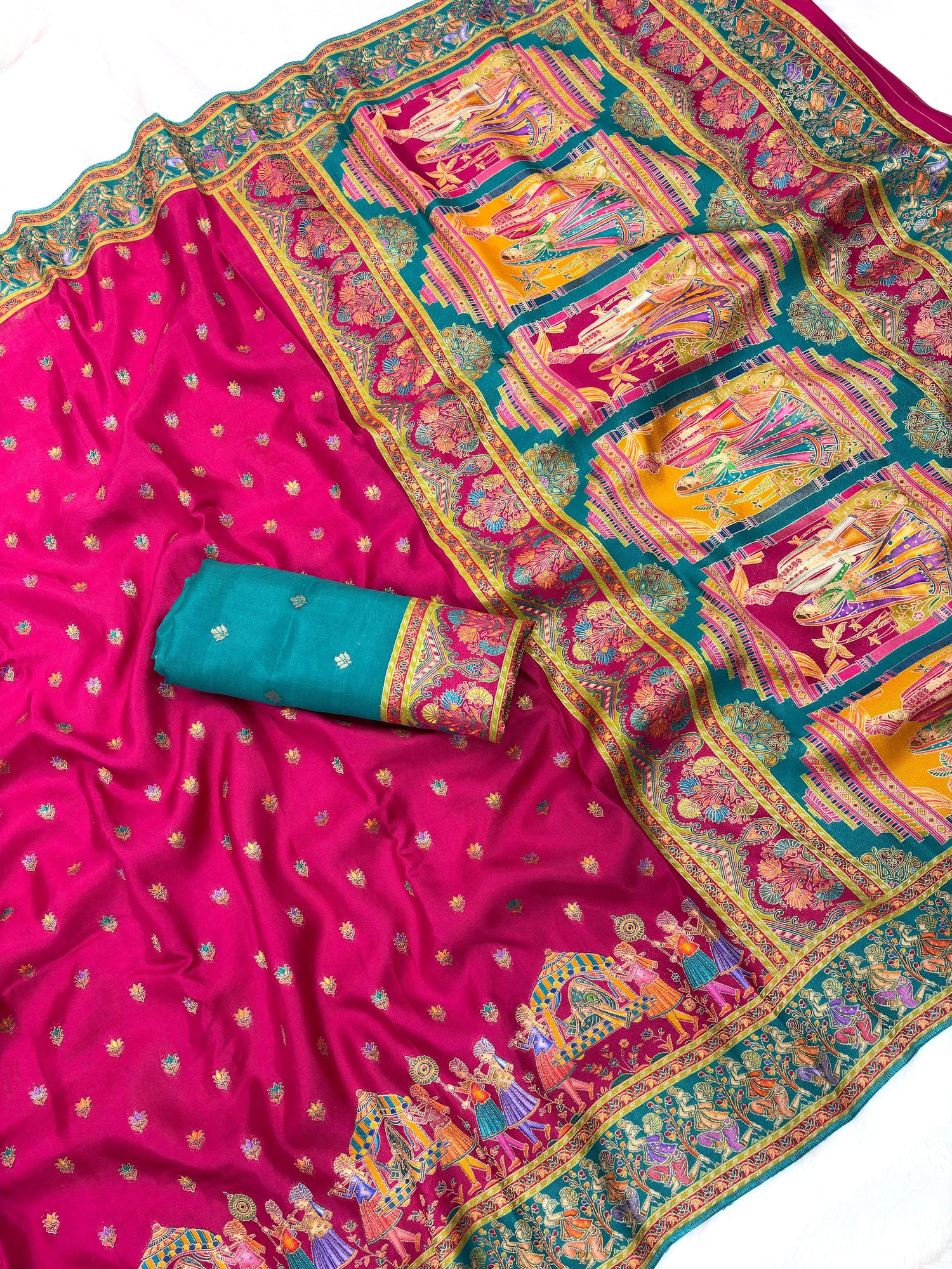 Rani Pure Viscose Silk Meenakari Zari Weaving Wedding Saree Kanjivaram Saree Anant Tex Exports Pvt.Ltd..