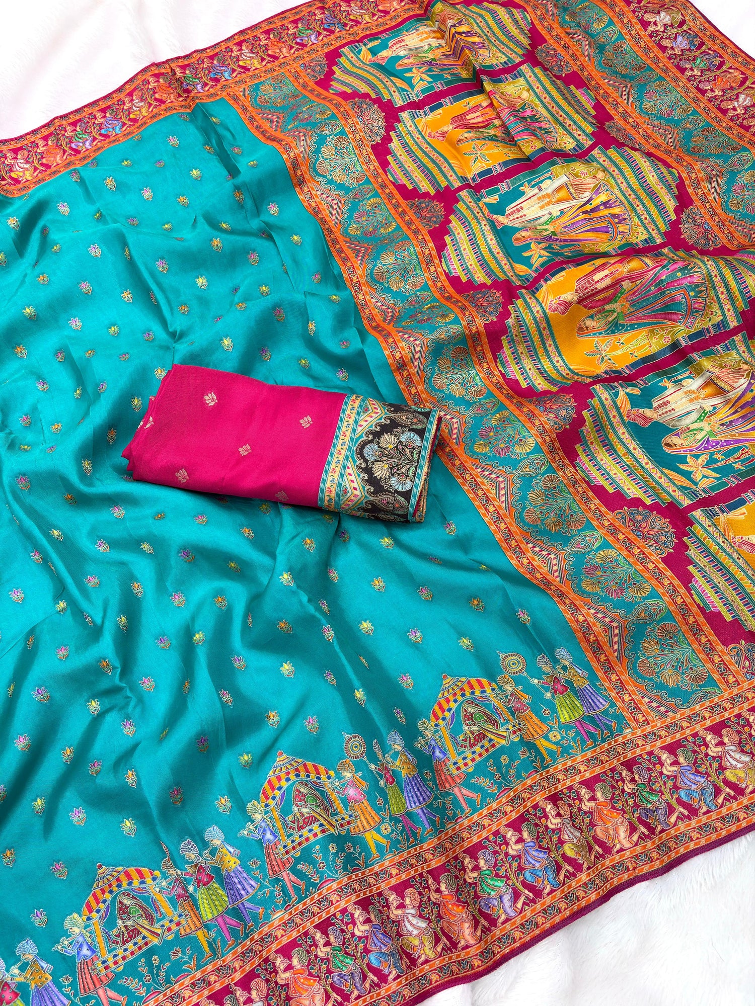 Sky Pure Viscose Silk Meenakari Zari Weaving Wedding Saree Kanjivaram Saree Anant Tex Exports Pvt.Ltd..