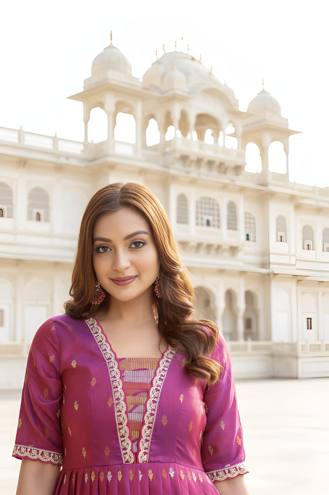 Purple Pure Craft Silk Blend Weaving Anarkali Gown