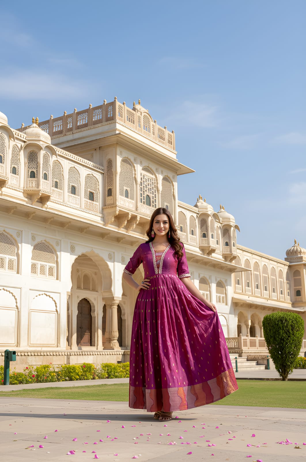 Purple Pure Craft Silk Blend Weaving Anarkali Gown