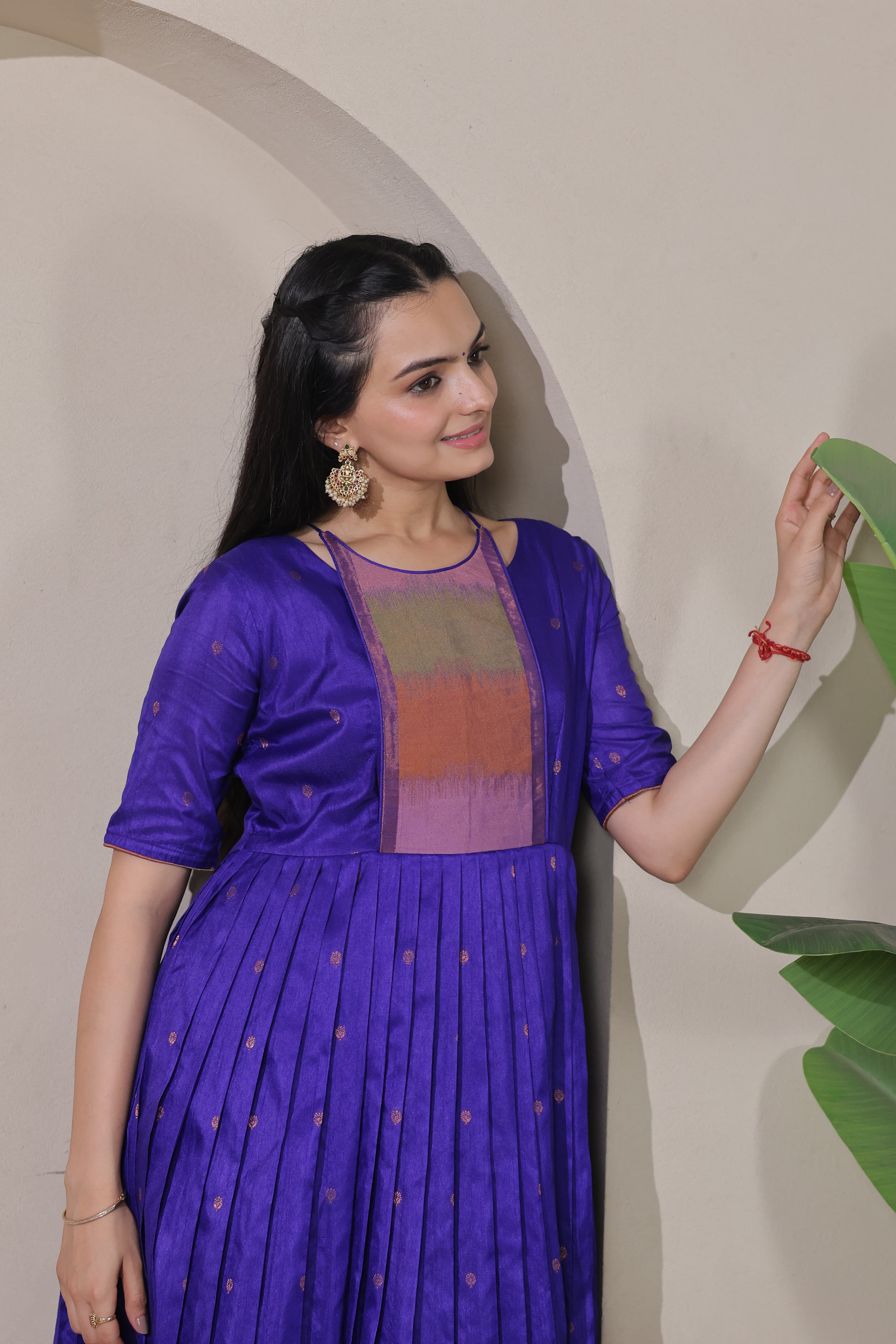 Blue Pure Craft Silk Blend Weaving Anarkali Gown