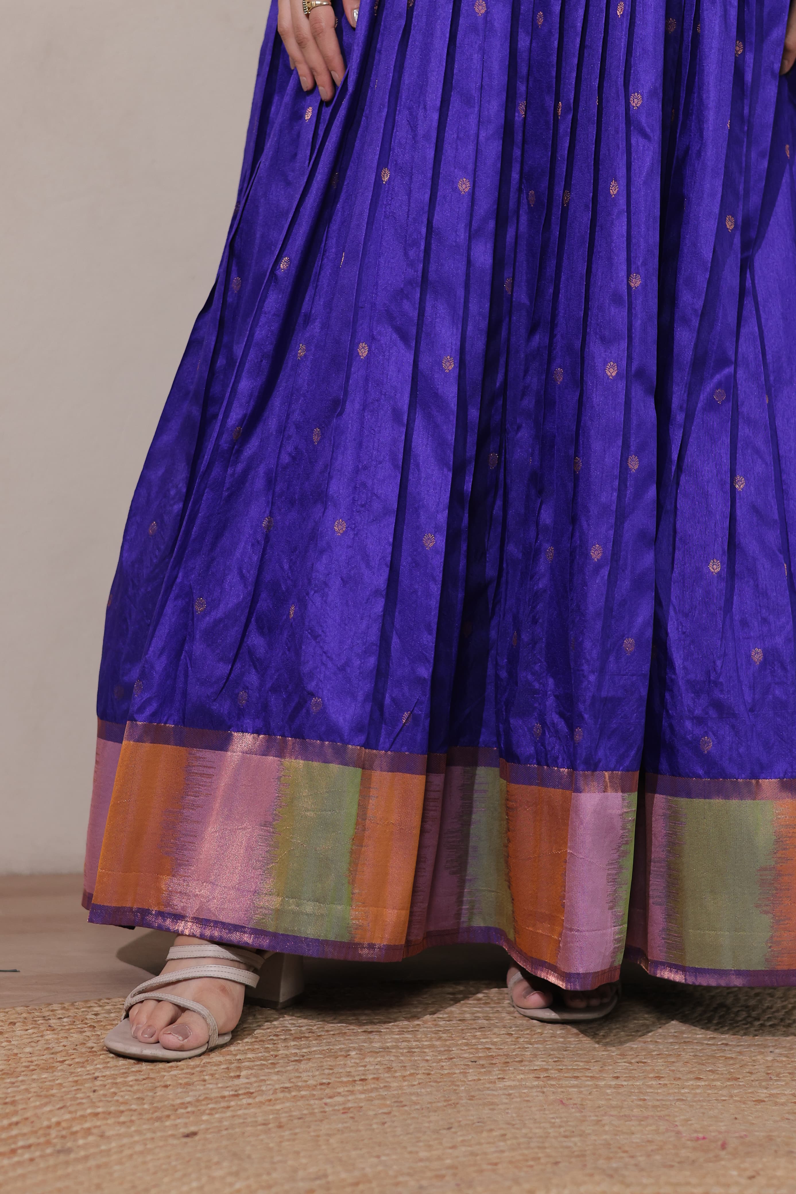 Blue Pure Craft Silk Blend Weaving Anarkali Gown