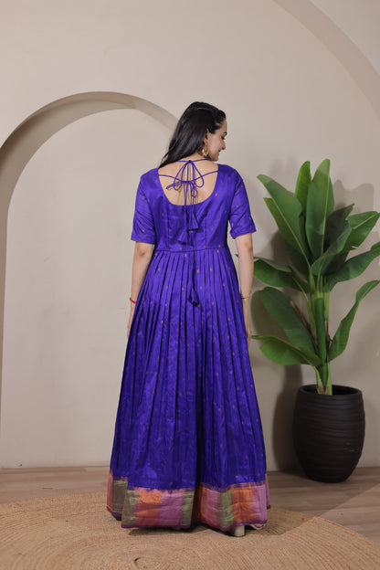 Blue Pure Craft Silk Blend Weaving Anarkali Gown Anarkali Gown Anant Tex Exports Pvt.Ltd..
