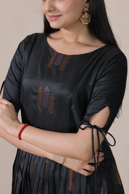 Black Pure Soft Silk Blend Weaving Anarkali Gown Anarkali Gown Anant Tex Exports Pvt.Ltd..
