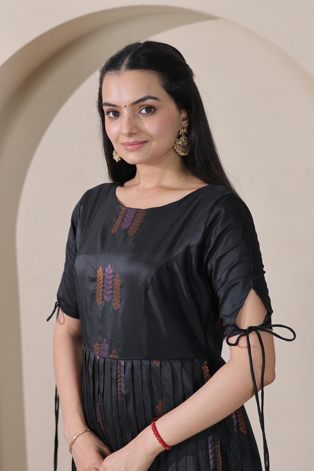 Black Pure Soft Silk Blend Weaving Anarkali Gown Anarkali Gown Anant Tex Exports Pvt.Ltd..