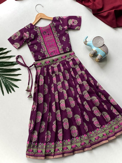 Purple Pure Silk Blend Kids Girl&