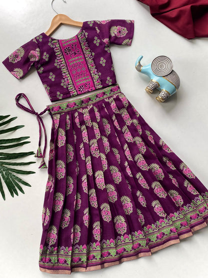 Purple Pure Silk Blend Kids Girl&
