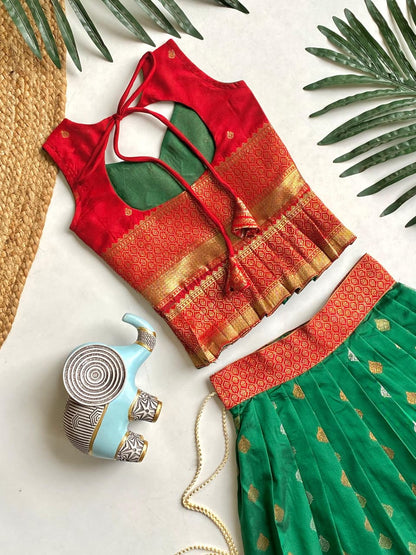 Green Pure Silk Blend Kids Girl&
