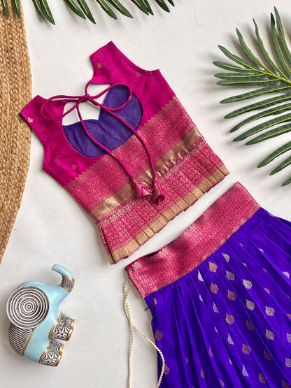 Blue Pure Silk Blend Kids Girl&
