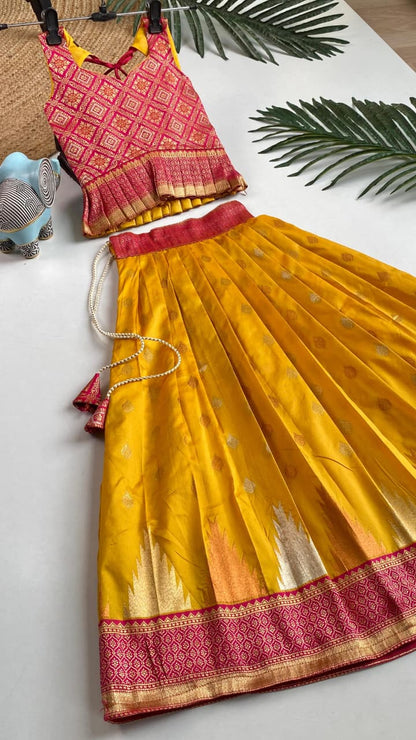 Yellow Pure Silk Blend Kids Girl&