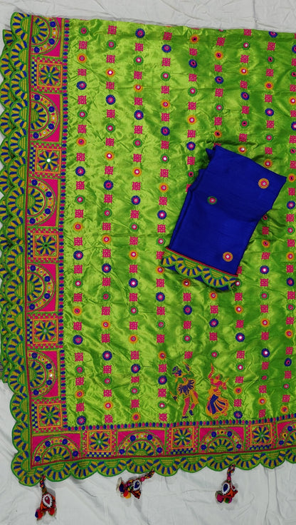 Green Pure Silk Gamthi Work Real Diamond Patola Saree Panetar Saree Anant Tex Exports Pvt.Ltd..